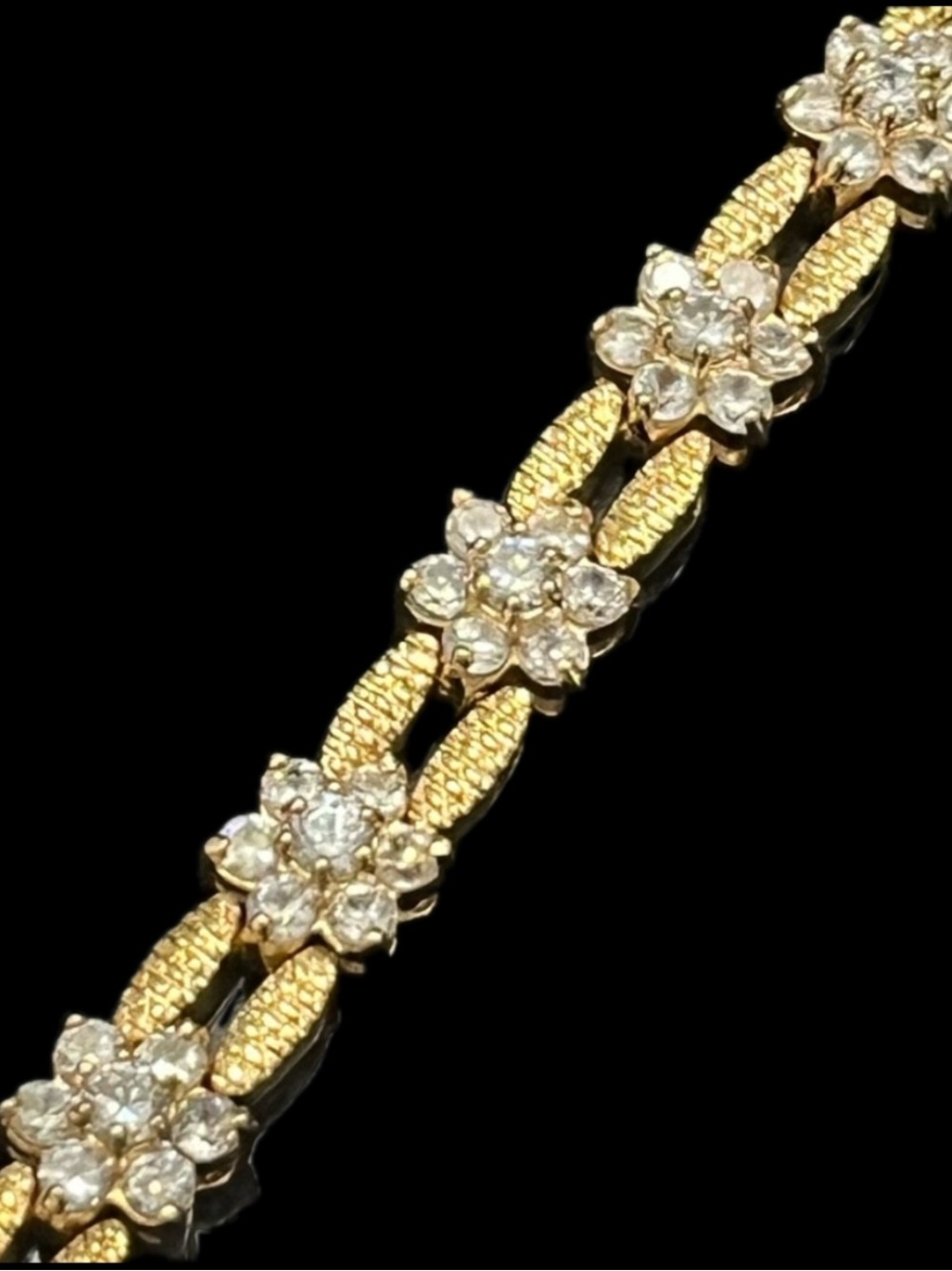 Suzanne Somers vintage CZ statement gold flower floral design tennis bracelet